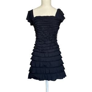 NWT M.S.S.P. Navy Ruffle Bodycon Mini Dress Size S Stretch